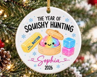 Squishy Dumpling 2026 Christmas Ornament, Viral Dumpling Gift for Girls, Kids Christmas, Squishy Hunting Squishies, Butter NeeDoh Ornament