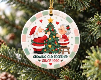 Personalized Santa Couple Christmas Ornament, Growing Old Together, Funny Christmas Gift for Husband Wife, Custom Couple Ornament