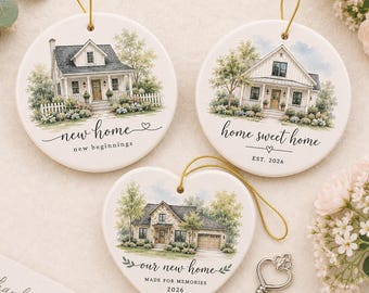 Personalized New Home Ornament, Custom House Portrait Ornament, First Home Christmas Ornament, Housewarming Gift, New Homeowner Keepsake