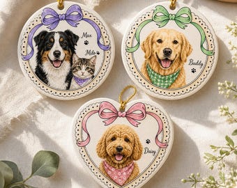 Custom Dog Portrait Ornament, Pet Portrait From Photo Gift, Pet Memorial Gift, Dog Owner Gift, Gift for Pet Lovers, Christmas Decor