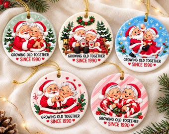 Personalized Growing Old Together Ornament, Custom Mr and Mrs Claus Ornament, Santa Couple Keepsake, Anniversary Gift, Christmas Couple Gift