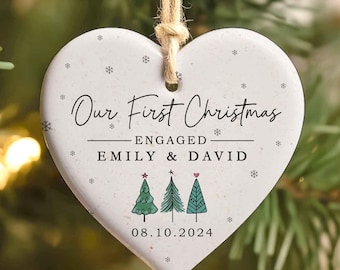 Engaged Christmas Ornament, Custom Engagement Keepsake, Engagement Gift, Personalized First Christmas Engaged, Engagement Announcement