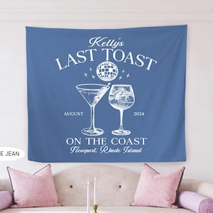 Beach Bachelorette Photo Backdrop, Last Toast on the Coast Beach Bach Banner, Coastal Bachelorette Party Decor, Custom Location Bachelorette