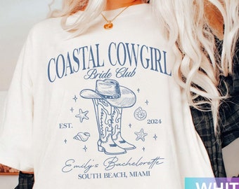 Coastal Cowgirl Bachelorette Shirt Custom Beach Bachelorette Party Tshirt Western Luxury Social Club Tropical Bridal Party Bridesmaid Gifts