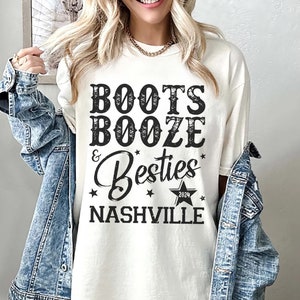 Shirt Boots Booze and Besties, shirt Nashville Girl Trip, shirt Boots Booze, T-shirt vrijgezellenfeest, trip shirts meisjes, shirt Nash Bash