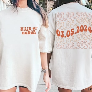 Maid of Honor Shirt, Retro Custom Bride, Boho Maid Of Honor Sweatshirt, Bachelorette Party Shirt, Bridal Shower Gift, Custom Bridesmaid Gift