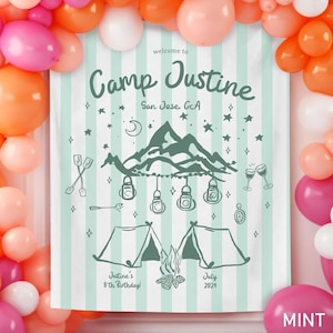 Bachelorette Party Decor, Camp Bachelorette Banner Glamping Bachelorette Tapestry, Last Trail Before The Veil Bachelorette Mountain Tapestry