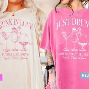 Drunk in Love Bachelorette Party Shirts, Custom Bach Tshirts, Social Cocktail Club Themed, Luxury Bachelorette Merch, Bridal Party Gifts