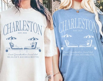 Custom Beach Bachelorette Shirts, Charleston Bachelorette Shirt, Last Toast On The Coast , Tropical Bach Logo Merch, Luxury Bachelorette