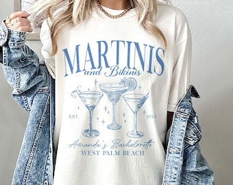 Custom Beach Bachelorette Shirts, Martinis and Bikinis, Custom Bachelorette Shirts, Personalized Luxury Bachelorette, Social Club Bach Shirt