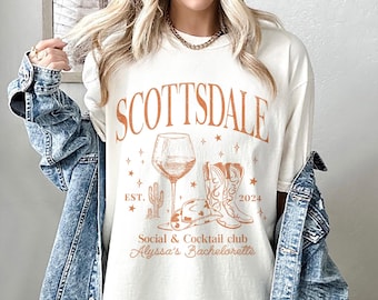 Custom Location Bachelorette Shirts, Social Cocktail Club Shirt, Nashville Bach Trip Shirts, Bridal Party Gifts, Cowgirl Bachelorette Shirt