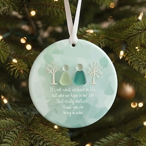 2D plat aangepaste vriendschap zeeglas ornament, beste vrienden kerstcadeau, cadeau voor besties BFF, kerstboomdecor, tijdloze vriendschap