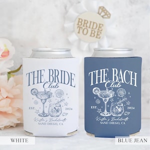 Personalized Beach Bachelorette Party Decor, Beach Party Can Cooler, Customized Location Bachelorette Drink Holders, Bridal Shower Favors