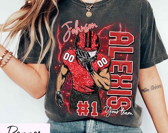 Custom Player Football Jersey T-Shirt, Personalized Name and Number Tee, Game Day Spirit Shirt, Team Fan Gift, Football Mom Sports Shirt