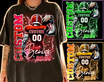 Personalized Football Shirt With Name & Number, Senior Football Mom Shirt, Custom 2026 Senior Mom Gift, Game Day T-shirt, Class of 2026