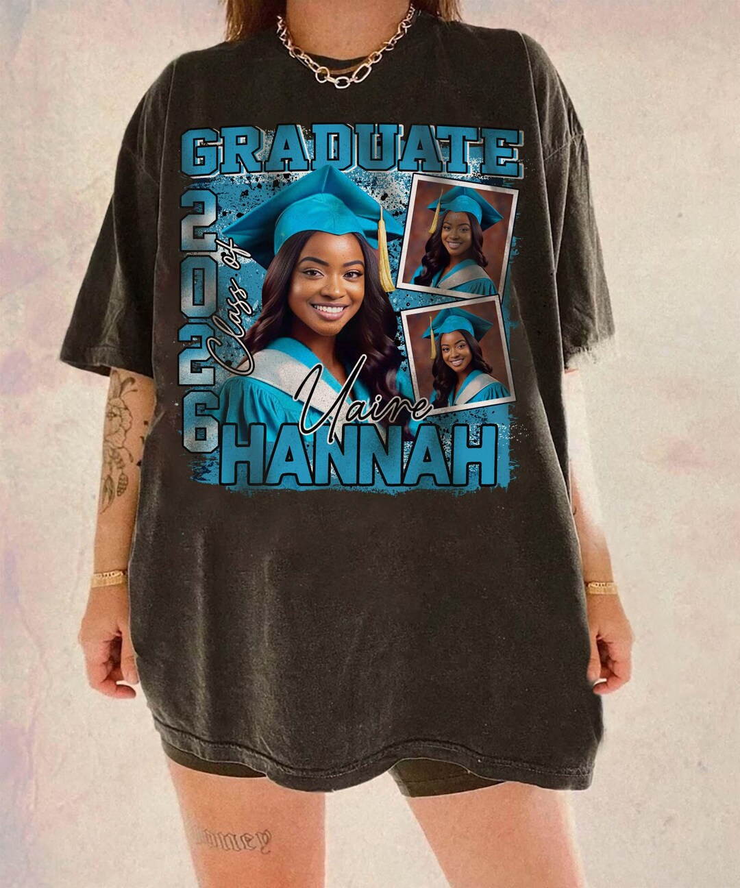 Custom Graduation Photo Shirt, Class of 2026 Picture Collage Gift ...