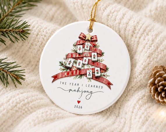 The Year I Learned Mahjong Ornament 2026, Mahjong Christmas Ornament, Mahjong Lover Gift, Mahjong Player Keepsake, Funny Mahjong Gift