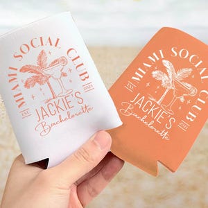 Beach Bachelorette Can Cooler, Personalized Can Sleeves, Custom Coastal Bachelorette Party Decor, Wedding Party Favors, Bridesmaid Gifts