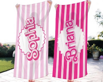 Beach Towel Personalized For Kids, Custom Beach Towel, Name Bath Towel, Kids Birthday Gift, Pool Towel, Preppy Beach Towel, Bridesmaid Gifts