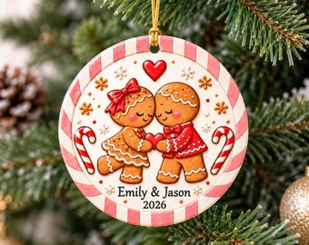 Personalized Gingerbread Couple Ornament, Couple Christmas Keepsake, Together Ornament, Xmas Gift For Couples, Christmas Gift For Her Him