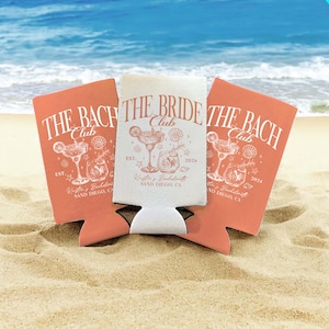 Coastal Bachelorette Party Can Coolers, Custom Beach Bachelorette Drink Holder, Bridal Party Favors, Wedding Gifts, Custom Beach Party Decor