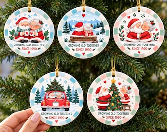Growing Old Together Christmas Ornament, Personalized Mr and Mrs Claus Couple Ornament, Anniversary Keepsake, Couple Gift for Husband Wife