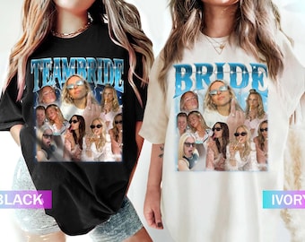 Bootleg Bride Shirt Team Bride Graphic Tee Custom Photo Collage Bachelorette Party T-Shirt Wedding Gift Bridal Shower Outfit Gift for Bride