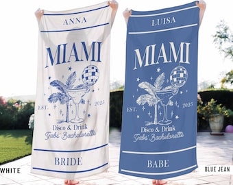 Bachelorette Beach Towel, Personalized Beach Party Towel Gifts, Beach Bridal Shower Towel, Bachelorette Wedding Custom Gifts Bach Trip