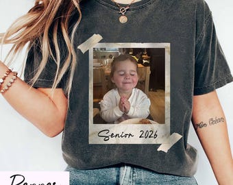 Camiseta vintage con foto personalizada para estudiantes de último año de 2026, camiseta personalizada para estudiantes de último año de 2026, camiseta de la clase del 26, camiseta de graduación, regalo para fiesta de graduación.
