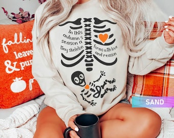 Skeleton Halloween Maternity Sweatshirt, Funny Pregnancy Announcement Shirt 2023, Pregnant Women Costume, Fall New Mom Sweater, Mommy to Be