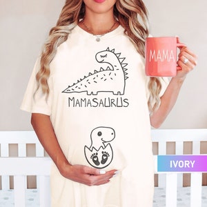 Mamasaurus Maternity Shirt, Pregnancy Announcement Shirt, Funny Pregosaurus Tee,Pregnancy Reveal Dinosaur Shirt, Mom To Be, Baby Shower Gift