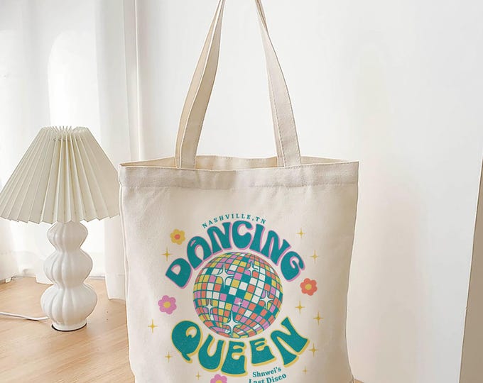 Dancing Queen Tote Bags, Disco Theme Party Bag, Groovy Disco Ball Bachelorette Totes, Disco Club Tote, Bridesmaid Favors, Birthday Gift Bag