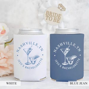 Personalized Cocktail Bachelorette Can Cooler | Custom Can Cooler | Beach Bachelorette Party | Palm Springs | Custom Bridal Party Favors