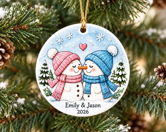 Personalized Snowman Couple Christmas Ornament, Christmas Gift For Couples, Snowman Couple Ornament, Our Christmas Together, Newlywed gift