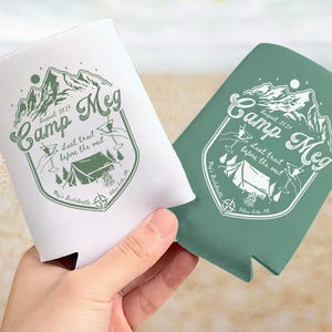 Personalized Camp Bachelorette Can Cooler | Mountain Bachelorette Party | Custom Glamping Bachelorette Can Cooler | Camping Party Favors