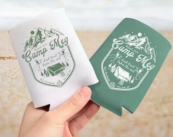 Personalized Camp Bachelorette Can Cooler | Mountain Bachelorette Party | Custom Glamping Bachelorette Can Cooler | Camping Party Favors