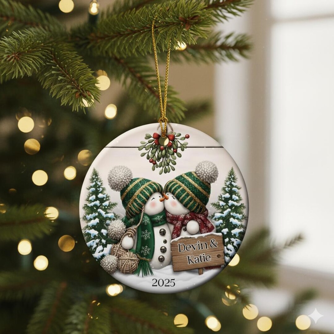 Personalized Snowman Couple Ornament, Christmas Ornament for Couples ...