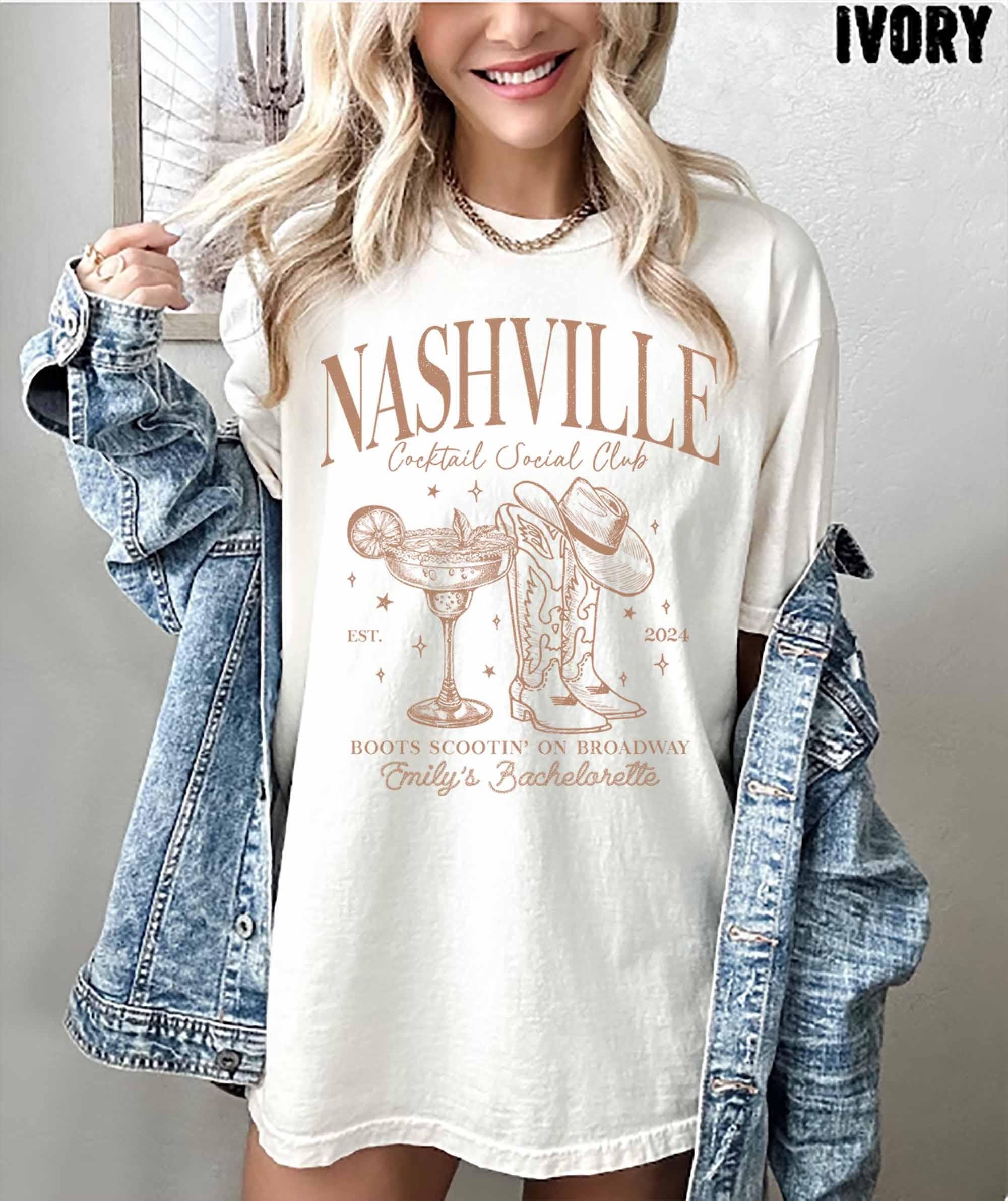 Nashville Bachelorette Shirts, Custom Cowgirl Bachelorette Shirts, Western Bach Trip Shirt, Social Cocktail Club, Country Bridal Party Gifts