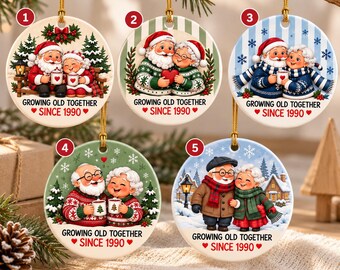 Personalized Couple Christmas Ornament, Growing Old Together Ornament, Xmas Ornament for Parents, New Couple Keepsake, Gift For Couples