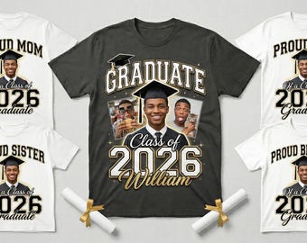 Personalized Graduation Shirts, Add the Photo Graduation Shirt, Proud Mom of a 2025 Graduate Shirts, Class of 2025 Family Graduation Shirts