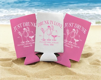 Just Drunk In Love Can Coolers, Personalized Drunk in love Bachelorette Party Can coolers, Pink Hot Pink Bachelorette Favors, Wedding Gift