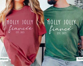 Fiance Christmas Couple Tshirt, Fiancee Matching Christmas Shirt, Engaged Couple 2023 Tee, Christmas Engagement Announcement, Proposal Gift
