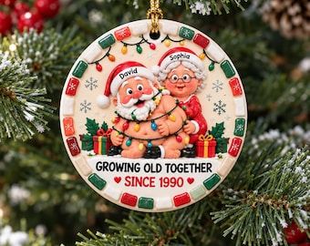 Personalized Santa Couple Christmas Ornament, Growing Old Together Keepsake, Funny Christmas Gift for Husband Wife, Custom Couple Ornament