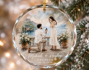 Personalized Engaged Photo Ornament, Engagement Ornament, Engagement Gifts For Couples, Wedding Gifts, First Christmas Engaged Gift
