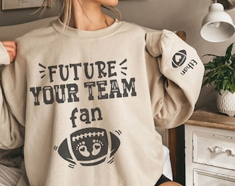 Sudadera con anuncio de embarazo de fútbol, camiseta de maternidad de fútbol, suéter de maternidad de otoño, camiseta de revelación de bebé de Acción de Gracias