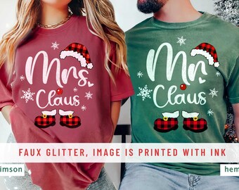 Mr and Mrs Claus Matching Christmas Shirt, Christmas Couple Sweater, Matching Husband Wife Christmas Party, Holiday Family Mom Dad Pajamas