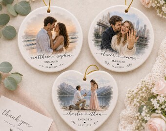Custom Engagement Ornament, Personalized Engaged Ornament Gifts for Engaged Couple Engagement Gifts Married Christmas Ornament Keepsake