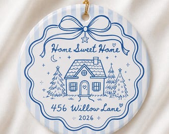 New Home Ornament, Custom House Christmas Ornament, First Home Address Keepsake, Personalized Gift From Realtor First Time Homebuyer Gift