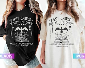 Medieval Bachelorette Shirt, Last Quest Before the Dress Tee, Custom Renaissance Fair Fantasy Dragon Bride Top, Bookish Bach Party Gift