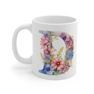 Letter D Mug Two Sided 11oz I Gift for Her I Holiday Gift I Bachelorette Gift I Birthday Gift I Personalized Gift I Coffee Mug I Letter Mug